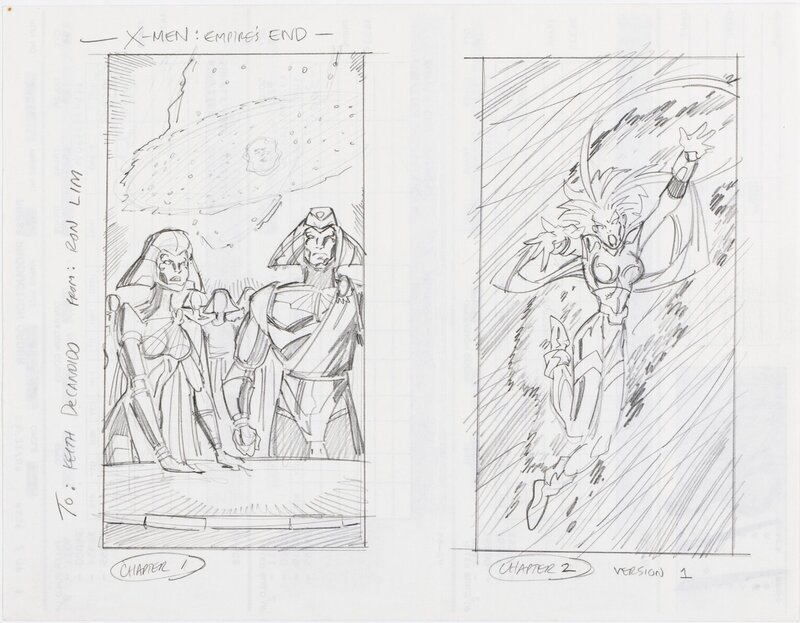 Ron Lim X-Men Empires End Chapitre 1 et 2 Lilandra et Storm (Putnam, 1997) - Illustration originale