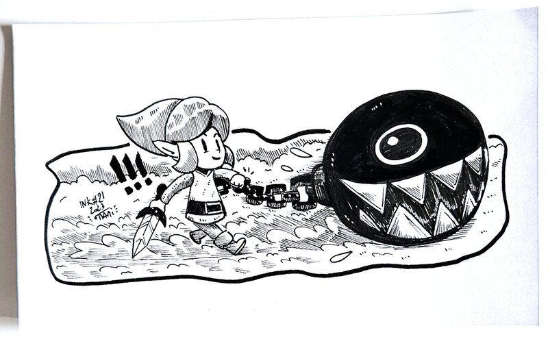 Dessin original de l'Inktober 2023 : Link de Link's Awakening par oTTami ! - Illustration originale