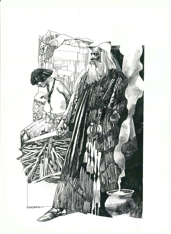 Abraham & Isaac by Toppi - Original Illustration