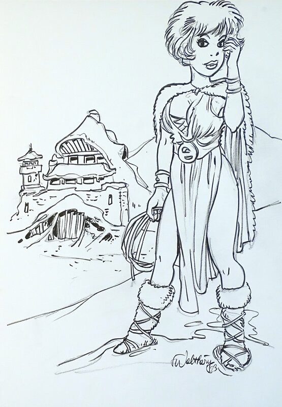En vente - François Walthéry, Natacha hommage à Loisel - Illustration originale