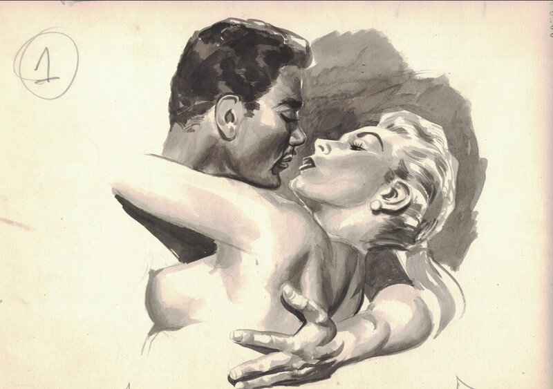 Etreinte amoureuse par Angelo Di Marco - Planche originale