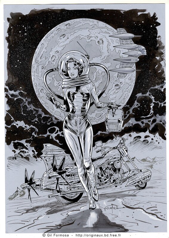 En vente - SPACE PINUP par Gil Formosa - Illustration originale