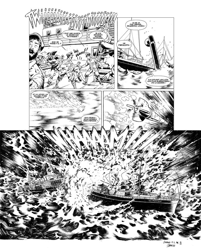En vente - Gabor, Eric Corbeyran, Edgar Rice Burroughs, UN MONDE OUBLIÉ -PREMIER PARTIE- PLANCHE 4 - Planche originale