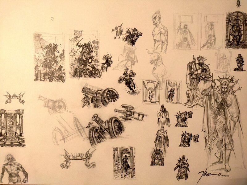 Théo, Croquis Trone d'Argile - Original art