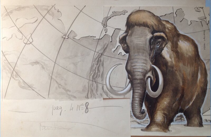 En vente - Fergal, Atelier Chott, Chott, Fergal Studio de L'Atelier Chott 1 illustration Mammouth ... Fantax Ou RANCHO ,superbe Dessin planche originale Lavis & Gouache - Illustration originale