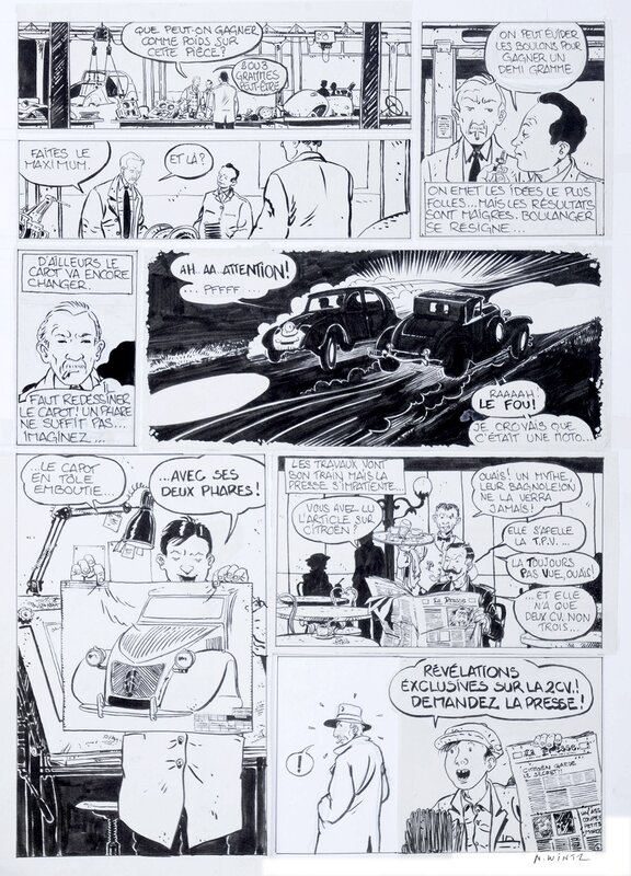 Nicolas Wintz, Comment la 2CV Citroen est née. - Planche originale