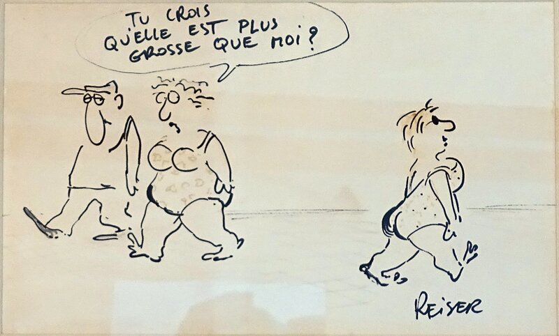 En vente - Jean-Marc Reiser, Le crayon entre les dents - Illustration originale