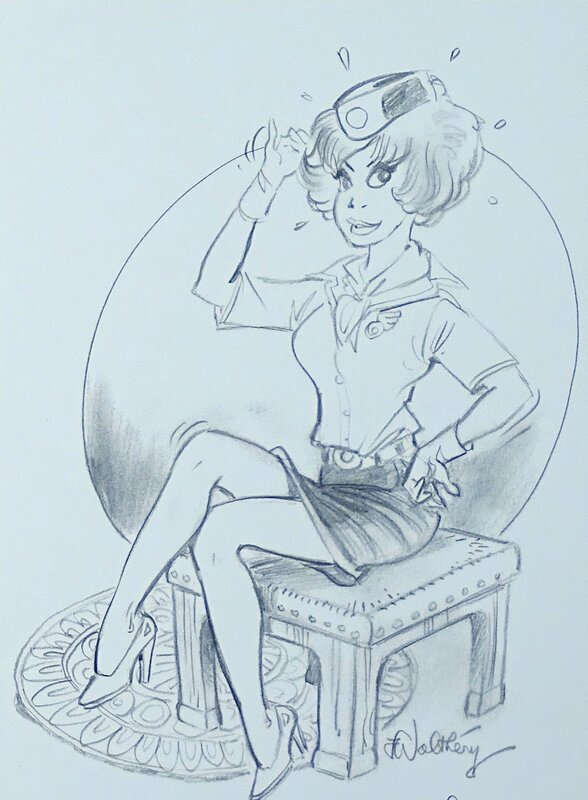 For sale - François Walthéry, Natacha Hôtesse de l'air - Original Illustration