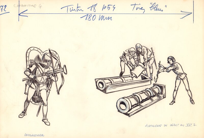 For sale - Fred & Liliane Funcken, Le Chevalier Blanc - Armes - Original Illustration