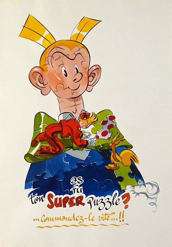 For sale - Spirou super puzzle by Al Severin - Original Illustration