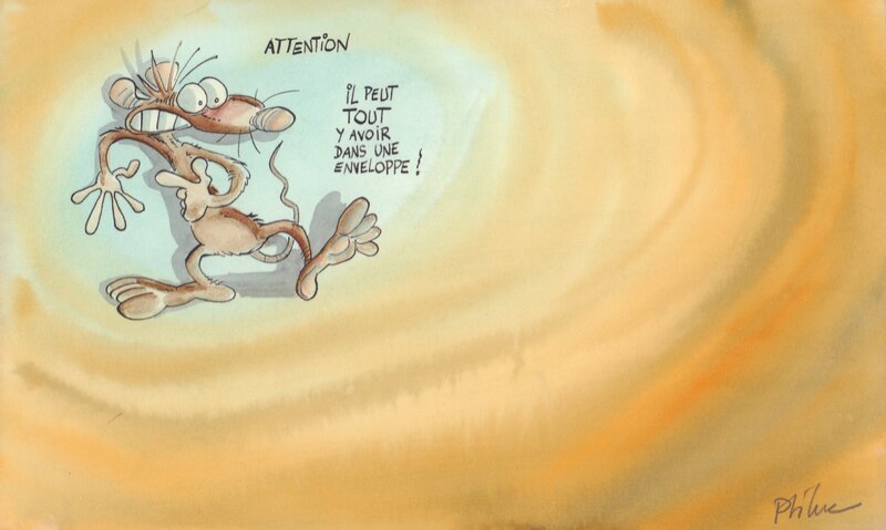 En vente - Les rats attention par Ptiluc - Illustration originale
