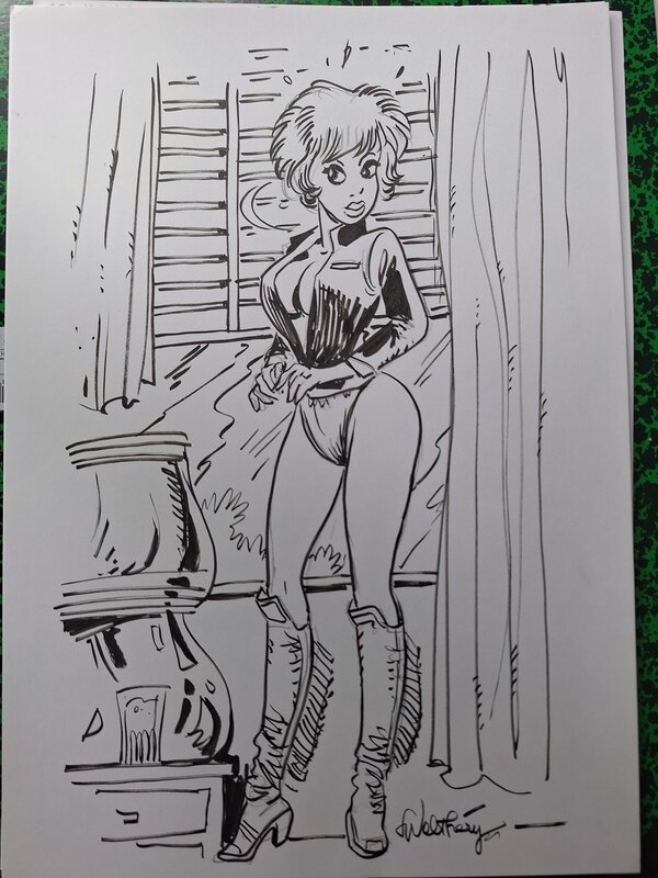 Natacha en bottes by François Walthéry - Original Illustration