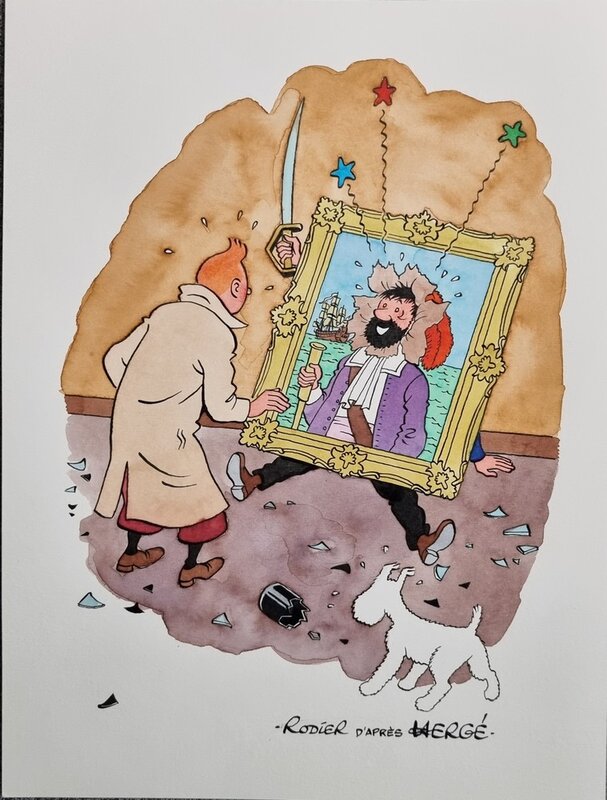 En vente - Yves Rodier, Le secret de la licorne - Illustration originale