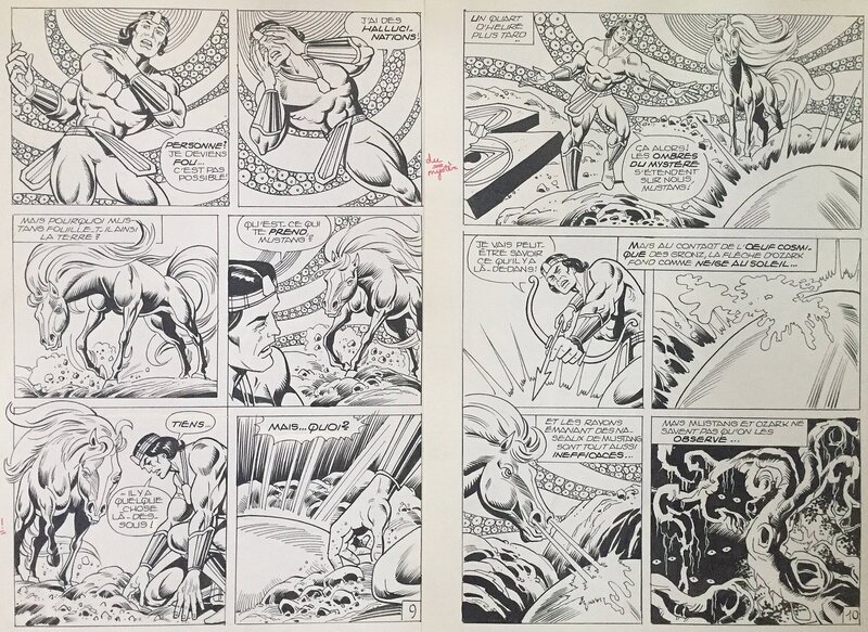 For sale - Franco Oneta, Jacques Lennoz, Jean-Yves Mitton, Franck Honest, Jack Nolez, Oneta, Mustang#10, Cherchez le Clone, épisode inédit, diptyque planches n°9&10, 1981. - Comic Strip