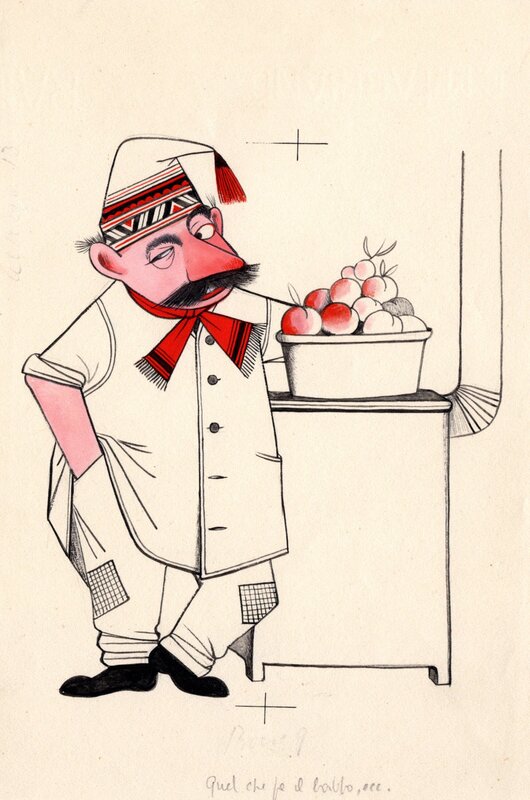 En vente - Colette Rosselli - Quel che fa babbo... - Illustration originale