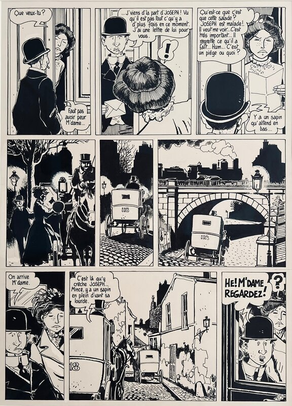 Jacques Tardi, 1975 - Adèle Blanc-Sec (Les Aventures Extraordinaires d') : Le Démon de la Tour Eiffel - Y a un sapin qu'attend en bas... - - Planche originale