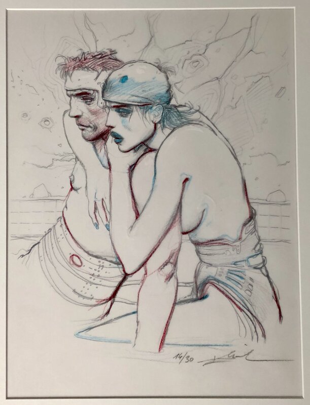 En vente - Enki Bilal, Réhaut Calque III Bleu Sang - Illustration originale
