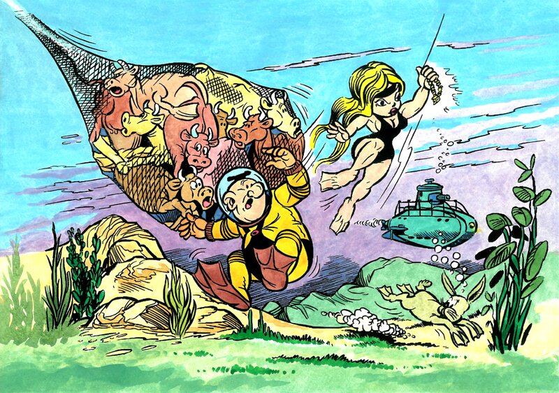 Wojtek Olszówka, Janusz Christa, Kaytek et Koko dans l'espace - Original Illustration