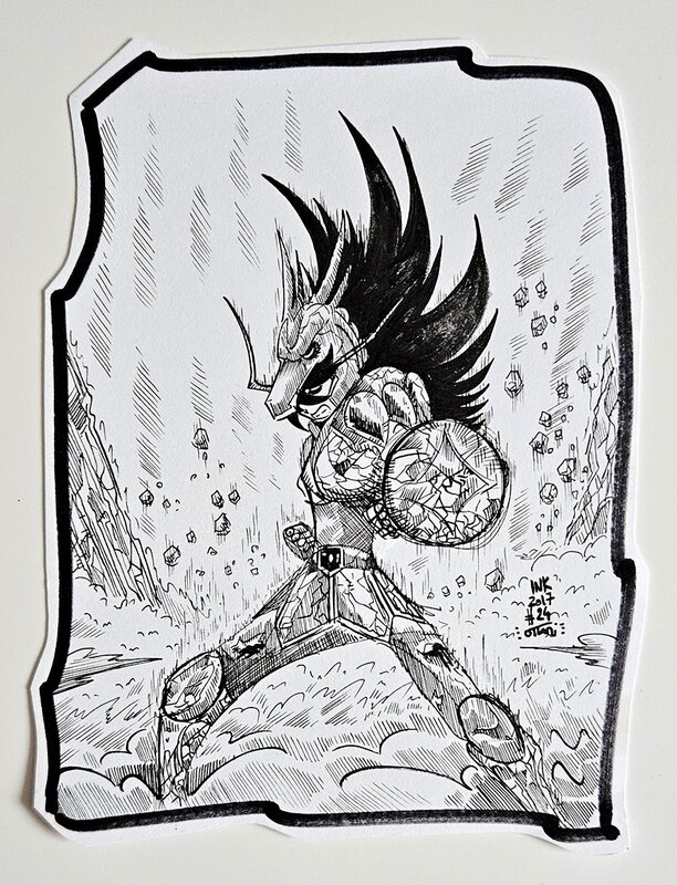 En vente - oTTami, Dessin original de l'Inktober 2017 : Shiryu chevalier de Bronze du Dragon ! - Illustration originale