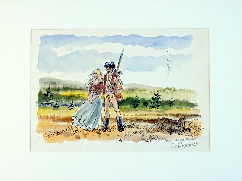 En vente - Couple aux champs par Jean-François Charles - Illustration originale