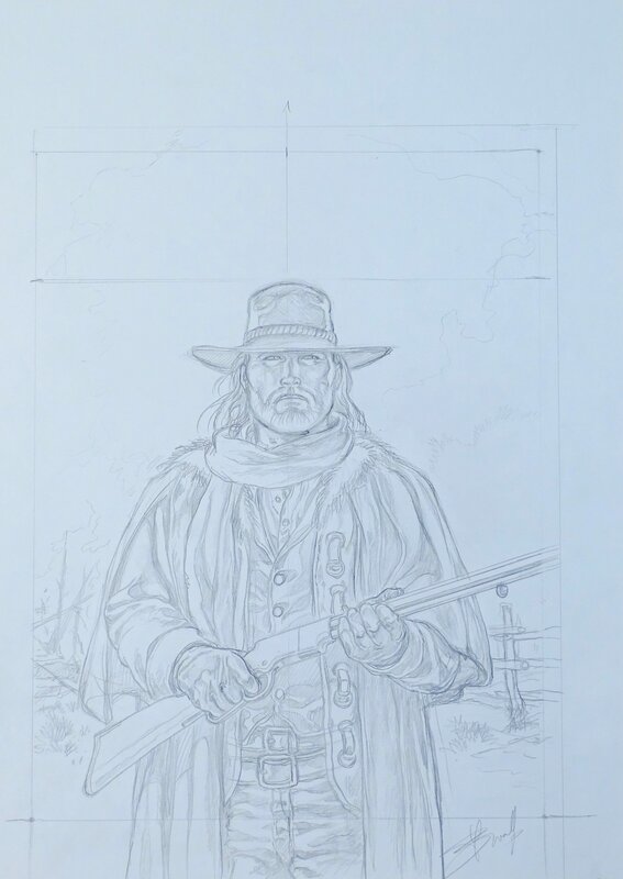 En vente - Lonesome carabine par Yves Swolfs - Illustration originale