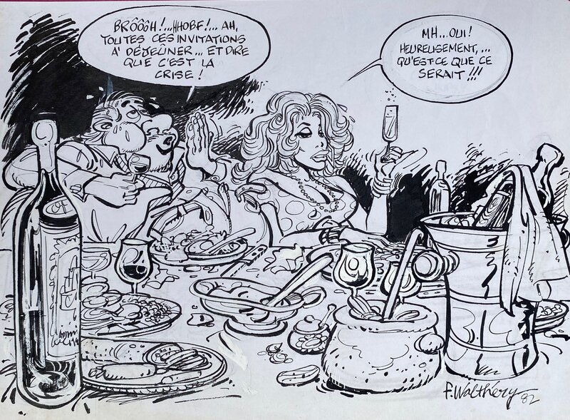 François Walthéry, illustration originale, dessin humoristique, 