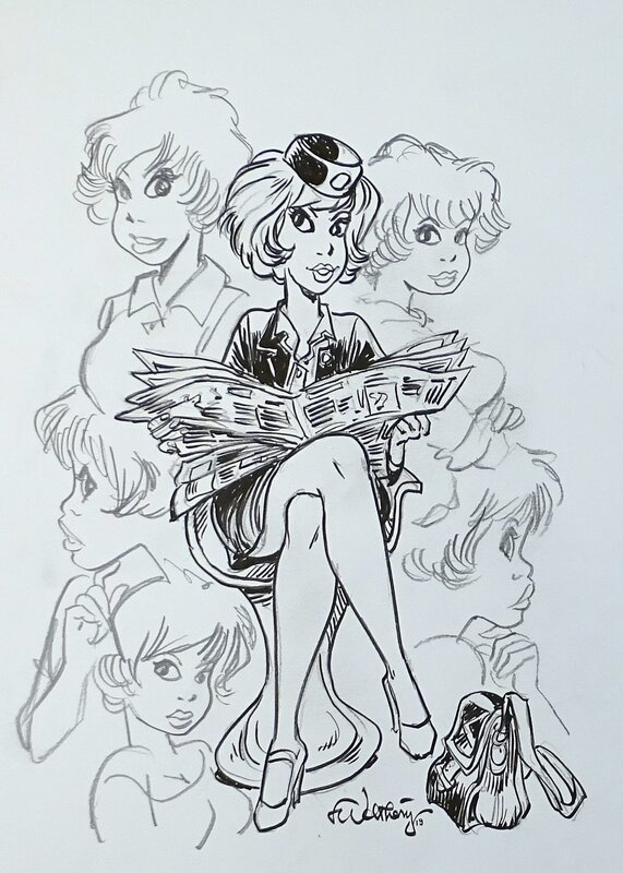 For sale - François Walthéry, Natacha hôtesse de l'air - Original Illustration