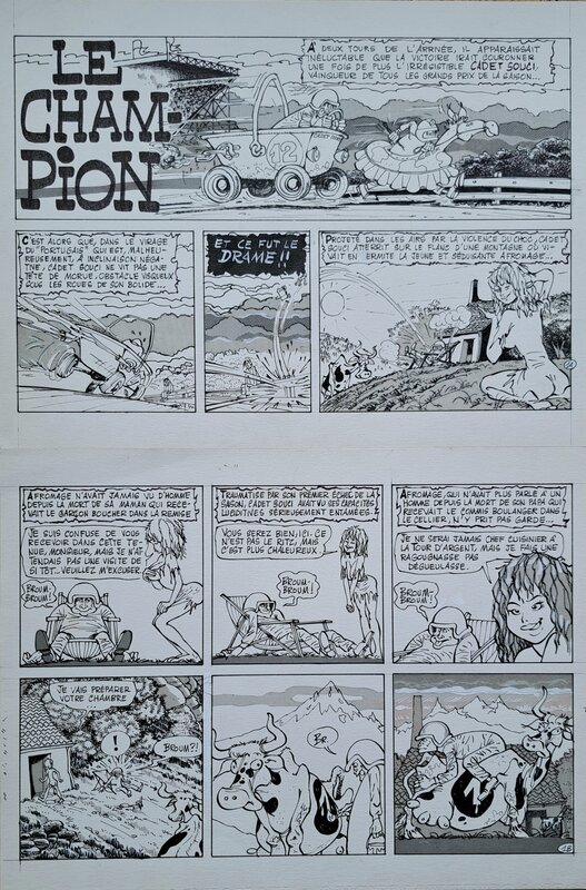 Le Champion par Hugot - Planche originale