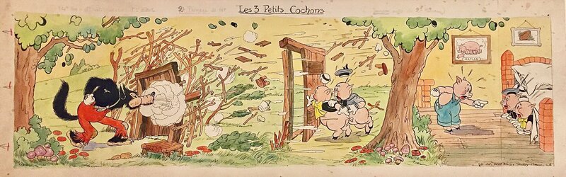 Studios Disney, Walt Disney, Walt Disney, Les 3 petits cochons, illustration, 1940. - Original Illustration