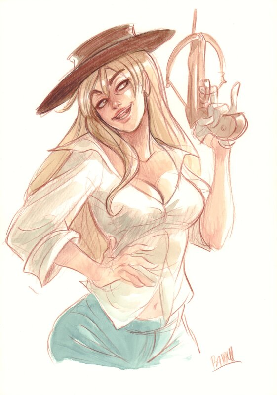 En vente - Alessandro Barbucci, Ekhö Fourmille Cowgirl - Illustration originale