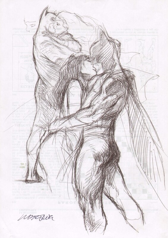 En vente - Embrasser Batman par Liberatore - Illustration originale