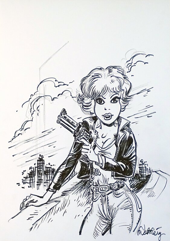 For sale - François Walthéry, Natacha hommage à Rubine - Original Illustration