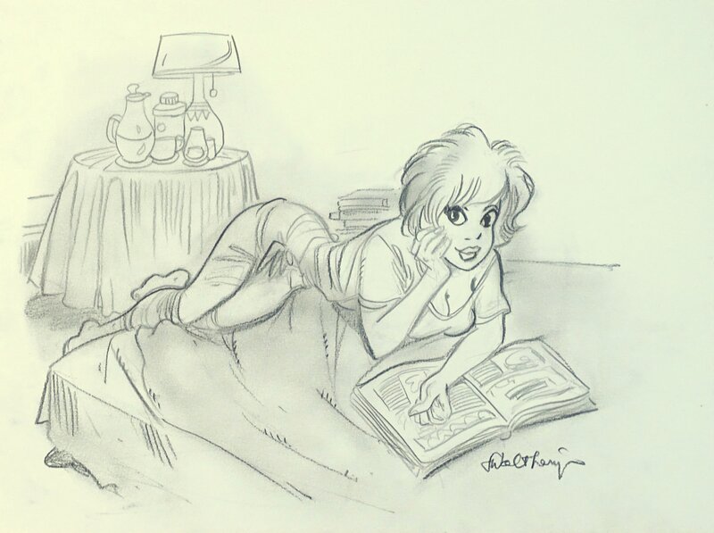 For sale - Natacha lecture by François Walthéry - Original Illustration