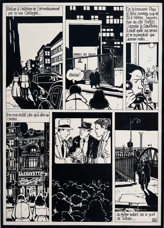 Jacques Tardi, Léo Malet, 1981 - Nestor Burma : Brouillard au pont de Tolbiac -  Alléluia ! - - Planche originale