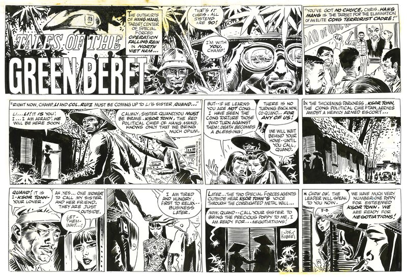 Joe Kubert, Tales of the Green Beret . Sunday strip . 8 mai 1966 . - Planche originale