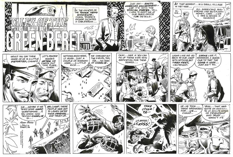 Joe Kubert, Tales of the Green Beret . Sunday strip . 26 /6 / 1966 . - Comic Strip
