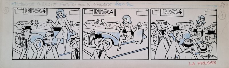 Mary, Jean Blondeau, Mademoiselle Cabriole montre ses qualités de vendeuse (au salon) - Planche originale