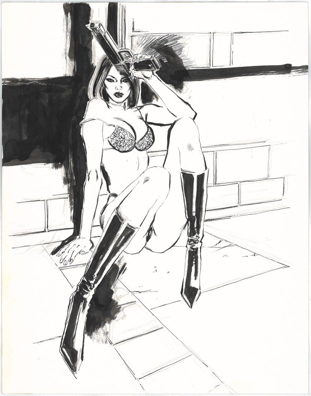 Mark Beachum - Razmataz Gun Girl Original Art - Illustration originale