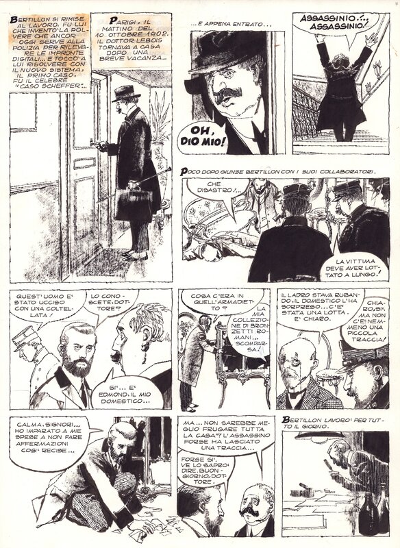 En vente - Dino Battaglia, Mino Milani, Bertillon, il diligente - Planche originale