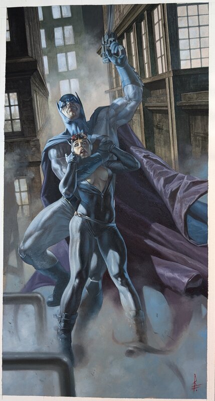 En vente - Batman et Catwoman par Riccardo Federici - Illustration originale