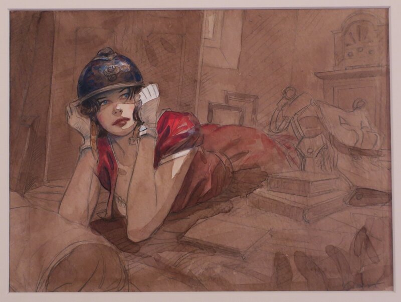 Jean-Pierre Gibrat, Cécile et son casque - Original Illustration