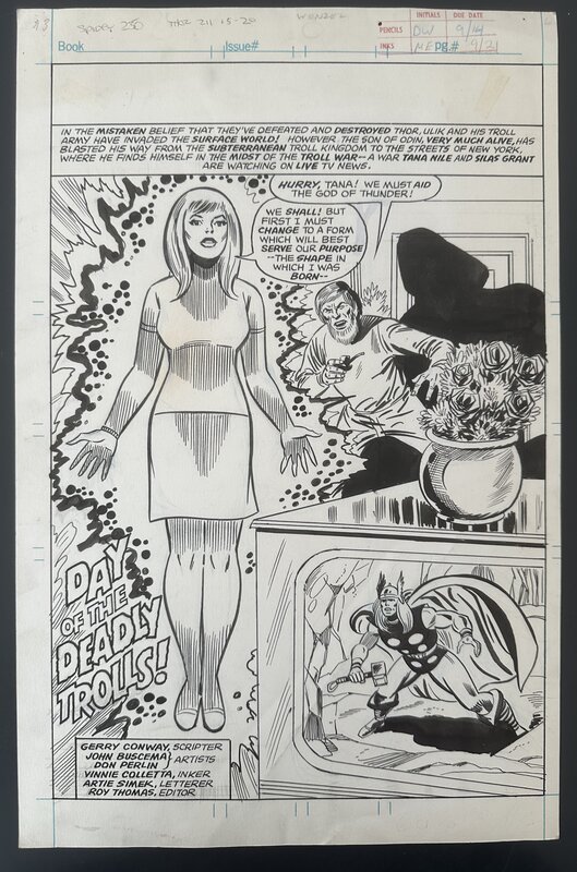 For sale - David Wenzel, Dave Hunt, David Wenzel Planche Originale Super Spider-Man & Captain Britain #250 SPLASH PAGE 1977 28X43 CM - Comic Strip