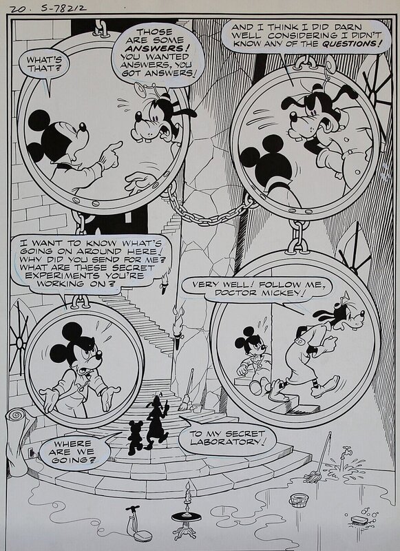 Hector Adolfo De Urtiága, Rubén Torreiro, Greg Crosby, Walt Disney, De Urtiaga, Mickey Mouse, Dingo Frankenstein, planche n°20, 1979. - Comic Strip