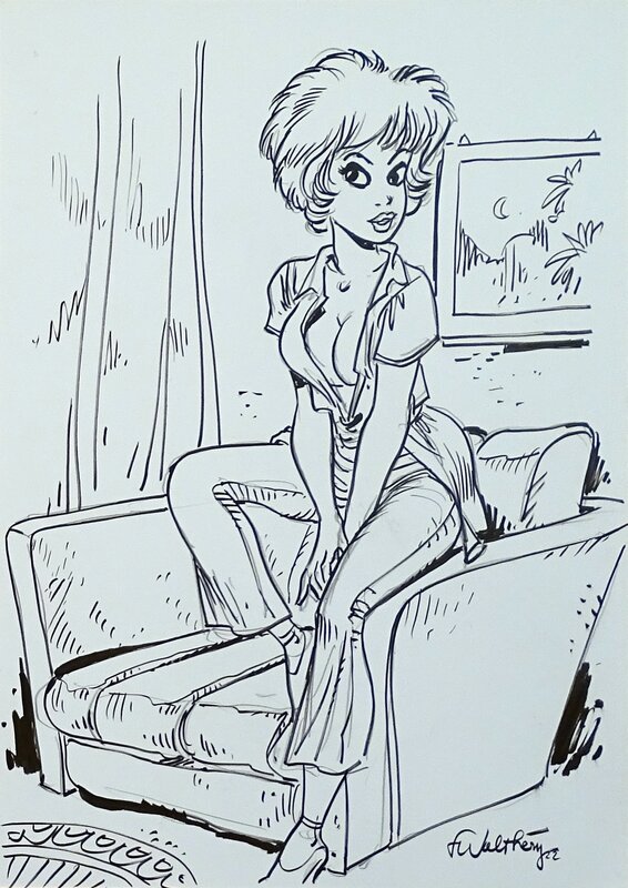 For sale - Natacha accoudoir by François Walthéry - Original Illustration