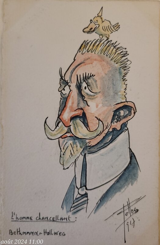 René Pellos, L'homme chancelant, Bethmann Hollweg - Original Illustration