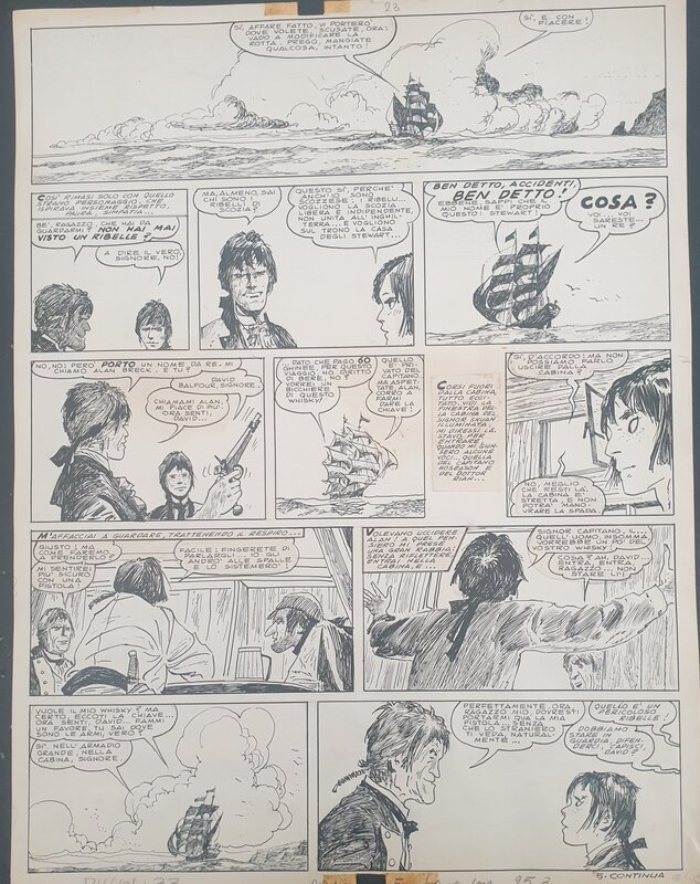 Hugo Pratt, Il ragazzo rapito. David Bafour en francais - Planche originale