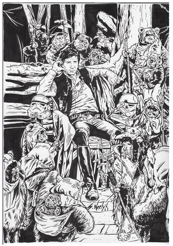En vente - Scott Neely, Return of the Jedi- Topps Star Wars Card Artwork For sale - Œuvre originale