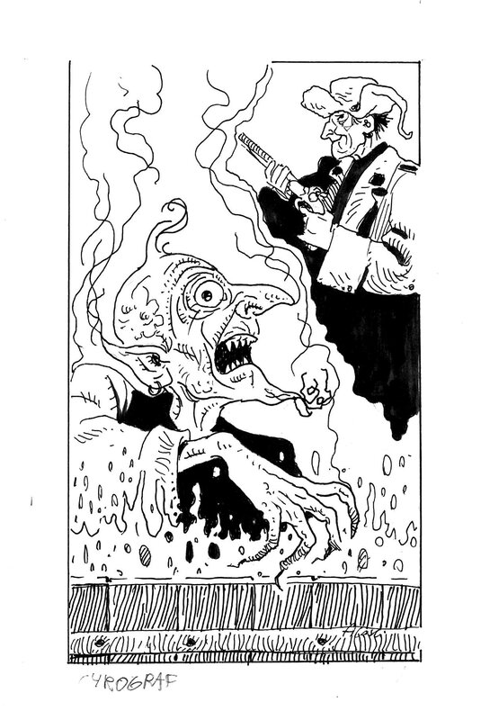 Andrzej Łaski, Andrzej Pilipiuk, Jakub Wędrowycz - Homo bibrovnicus - Illustration originale