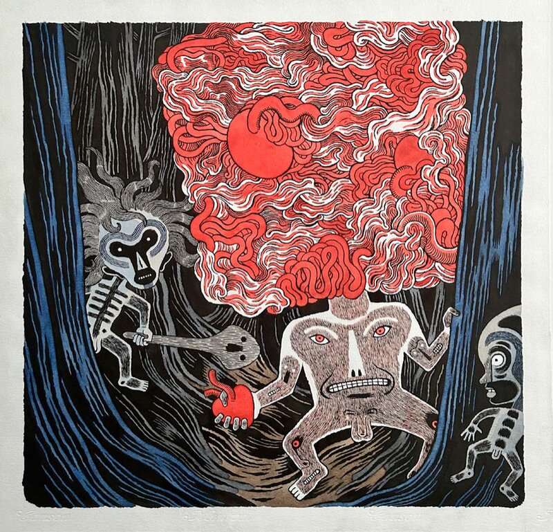 David B., Le Démon à tête d'entrailles - Illustration originale