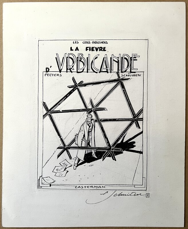 En vente - François Schuiten, La fièvre d'Urbicande Projet de Couverture - Planche originale